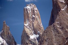 
Trango Monk And Trango Nameless Tower Close Up From Baltoro Glacier Between Paiju And Khoburtse
